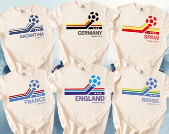 Retro Soccer Tees: Brazil, Argentina, USA, Mexico, England, Portugal, France, Germany World Cup 2026