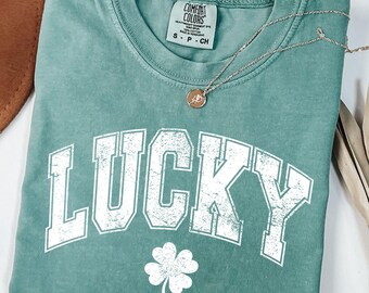 St Patrick's Day Comfort Colors Shirt, Lucky Shamrock Tee