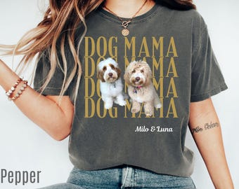 Comfort Colors® Custom Photo Shirt, Personalized Pet Photo Graphic Tee, Custom Text Name Mama and Dad Shirt