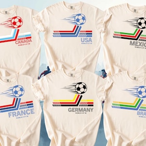 Retro Soccer Tees: Brazil, Argentina, USA, Mexico, England, Portugal, France, Germany World Cup 2026 image 1