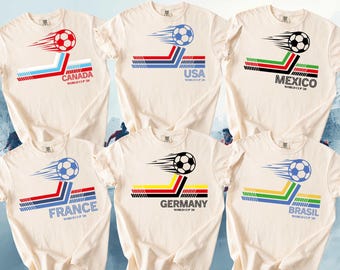 Retro Soccer Tees: Brazil, Argentina, USA, Mexico, England, Portugal, France, Germany World Cup 2026