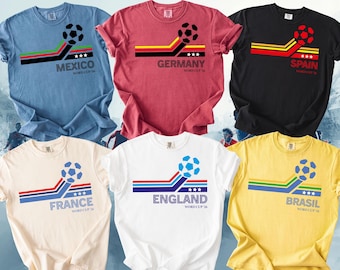 Retro Soccer Tees: Brazil, Argentina, USA, Mexico, England, Portugal, France, Germany World Cup 2026