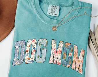 Comfort Colors Floral Dog Mom Shirt, Retro Animal Lover Tee