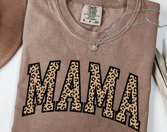 Comfort Colors Leopard Mama Shirt, Retro Mom T-Shirt
