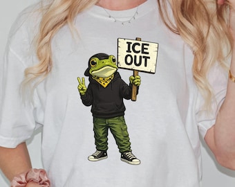 ICE OUT Frog Comfort Colors T-Shirt, Protest Activist Tee