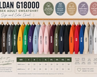 Gildan 18000 Blank Adult Sweatshirt, G18000 Sweater for Screen Print HTV DTF, Unisex Wholesale Bulk Sweatshirts