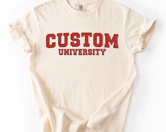 Comfort Colors® Custom University Shirt, Personalized College Tee, Graduation Gift, Customized College Collegiate Women Men Clothing