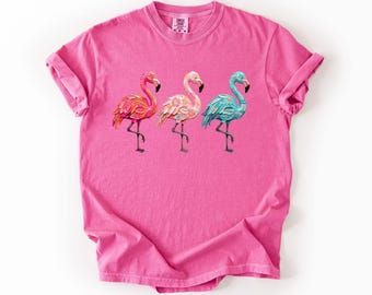Comfort Colors® Flamingo Summer Shirt, Hello Summer Flamingo Shirt, Beach Vacation Tee, Cute Summer Shirt