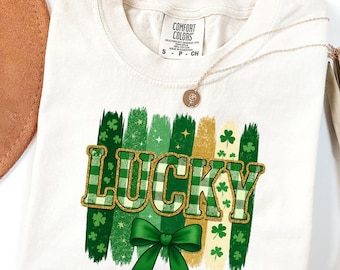 St Patrick's Day Comfort Colors Shirt, Lucky Shamrock Tee