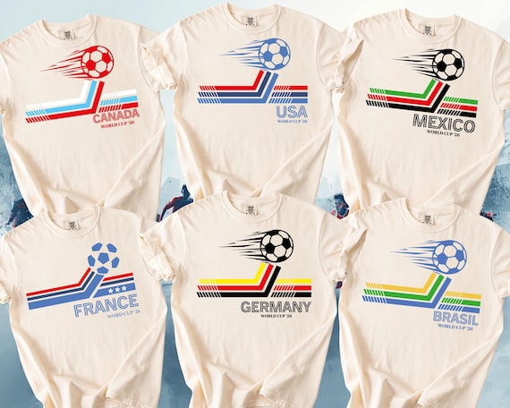 Retro Soccer Tees: Brazil, Argentina, USA, Mexico, England, Portugal, France, Germany World Cup 2026