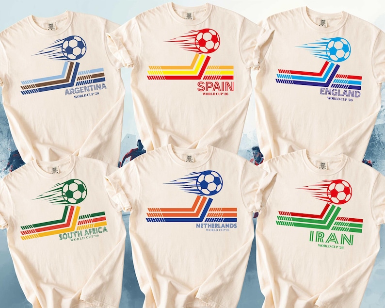 Retro Soccer Tees: Brazil, Argentina, USA, Mexico, England, Portugal, France, Germany World Cup 2026 image 4