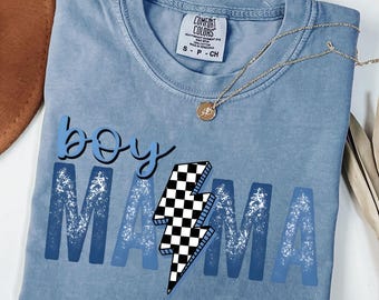Boy Mama Shirt, Gift for Mama of Boys, Retro Neon Lightning Bolt Shirt, New Mom Tee, Mom Life Shirt, Mama Lover T-Shirt, Motherhood Shirt,