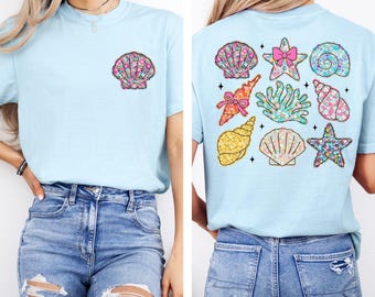 Comfort Colors®  Summer Seashells Shirt, Coastal Beach Shell Tee, Vacation TShirt