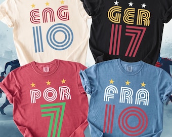 Retro Soccer Tees: Brazil, Argentina, USA, Mexico, England, Portugal, France, Germany World Cup 2026