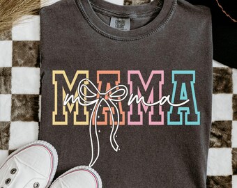 Comfort Colors Mama Coquette Bow Shirt, Garment-Dyed Cotton Tee