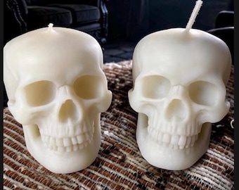 Small Skull Candles, Witchy Room Decor, Handmade Soy Wax Set of 2