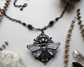 Ouija Moth - art necklace / brooch convertible statement jewelry