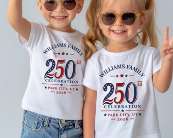 Patriotic Family Shirts, USA 250th Celebration, Matching July 4th Tees