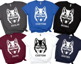 Custom Wolf Pack Matching Shirts, Family Retro Style