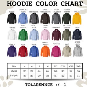 Hoodie Color Chart