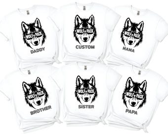 Custom Wolf Pack Matching Shirts, Family Retro Style