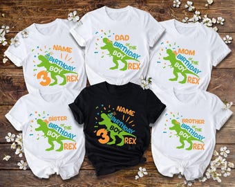 Custom Dinosaur Birthday Shirt: Family Party Tees ,T-Rex Birthday Boy Shirt