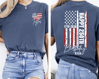 Comfort Colors Custom USA 250th Birthday Shirt, 1776-2026 Independence Day Tee, , Fourth of July Family Tees