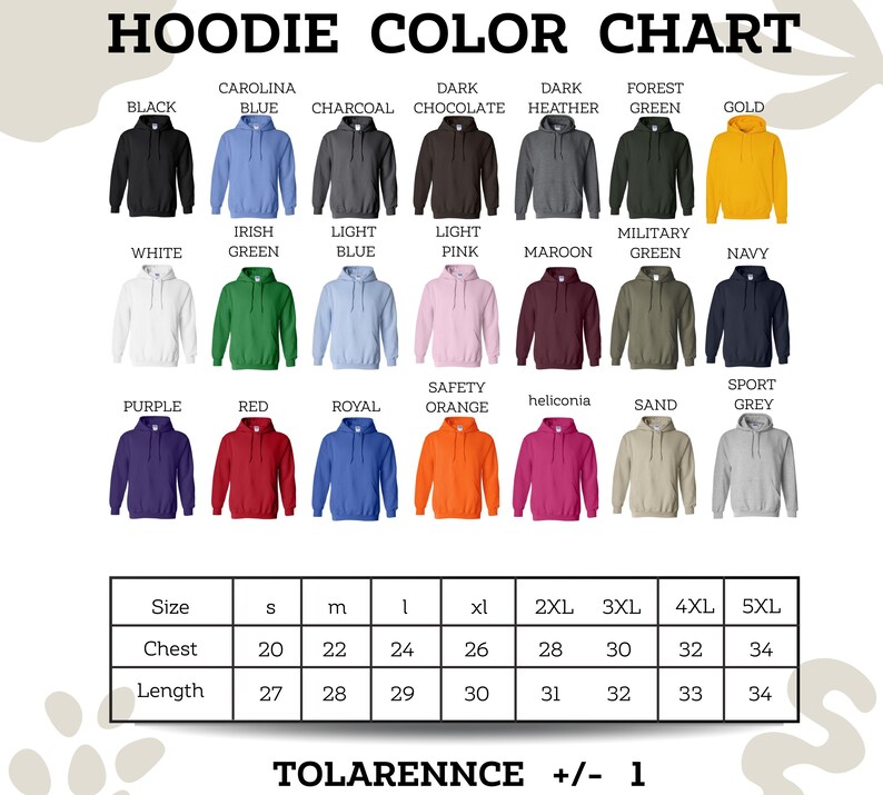 Hoodie Color Chart