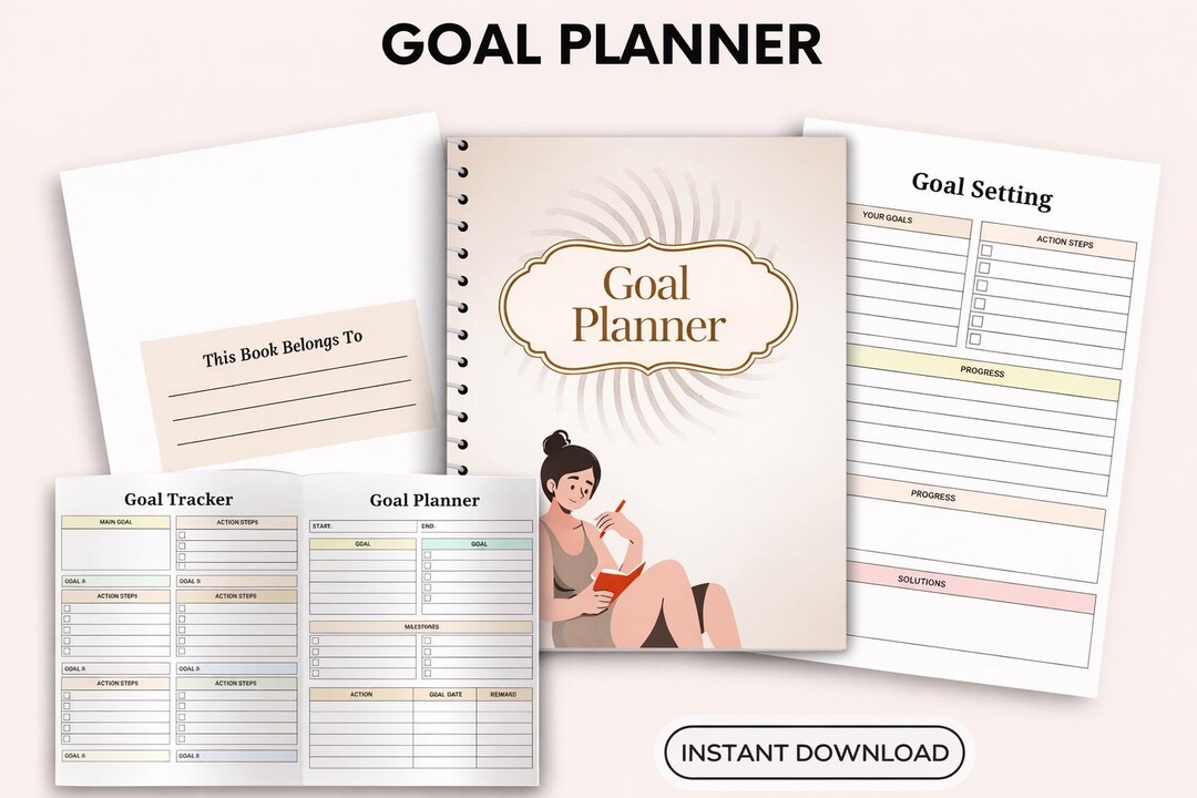Goal Planner Printable PDF | Goal Setting, Habit Tracker & Productivity ...