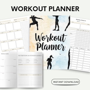 Workout Planner Printable, Fitness Workout Tracker, Gym Workout Log Template, Editable Canva Fitness Planner