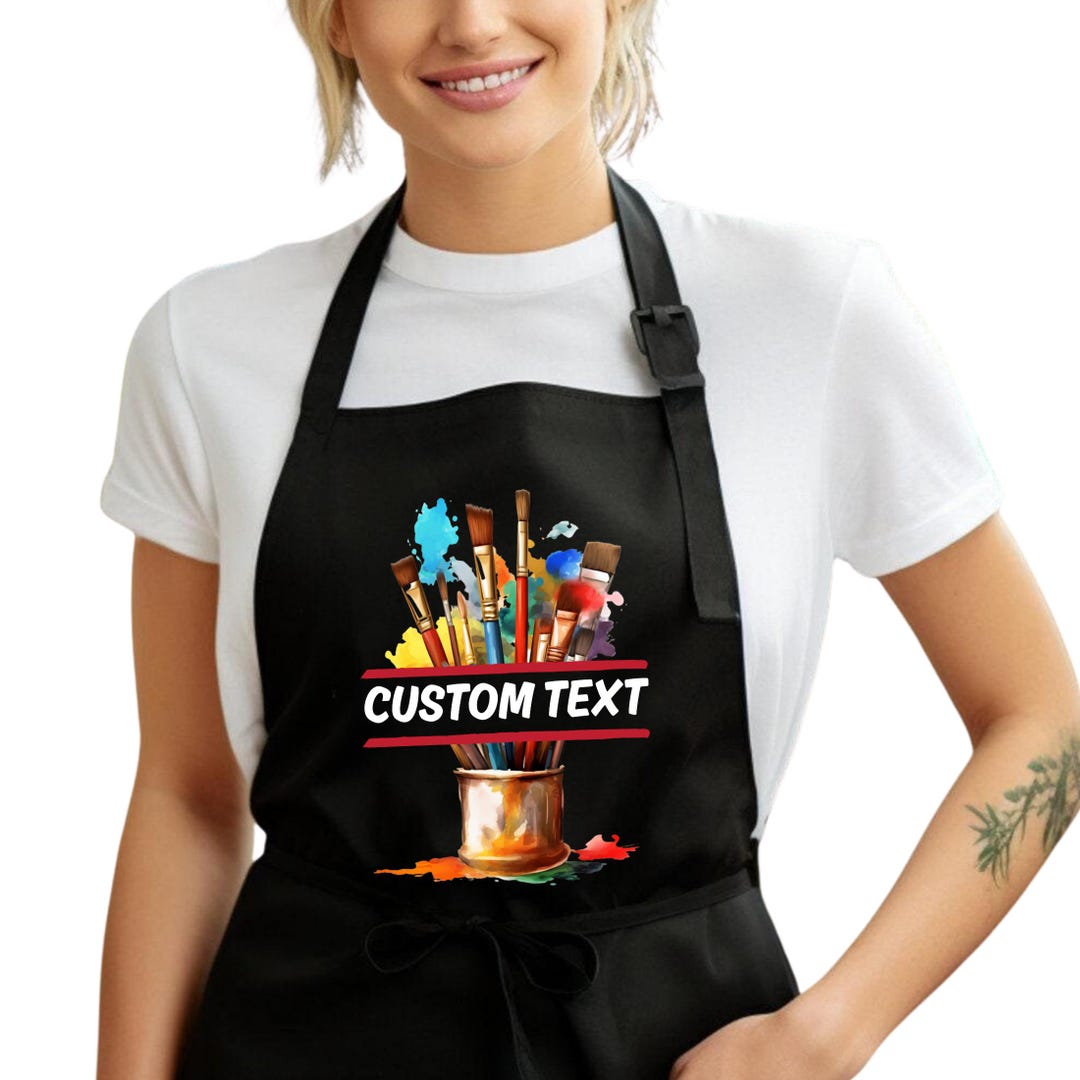 Personalized Art Chef Apron: Custom Name, Front Pocket, Art Theme ...