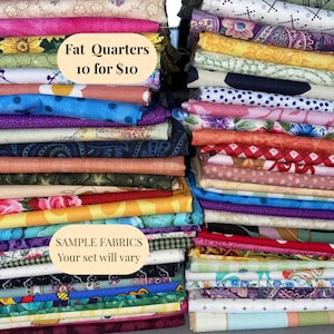 Fat Quarter Bundle Set of 10 100% Cotton Quilting Fabric Stash Builder Assorted Sewing Craft Material Fabric Prints Random selection