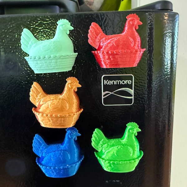 Set of 5 Hen on Nest Refrigerator Magnets Retro Farmhouse Kitchen Decor