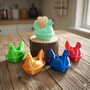 Hen on Nest Toothpick Holder | Farmhouse Chicken Decor | Cute Country Kitchen | Rustic Table Decor