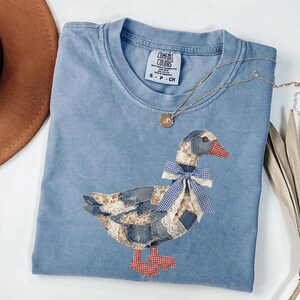 Comfort Colors Printed Faux Patchwork Grandma Goose Pattern Shirt,