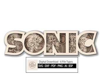 Cortadora láser en capas 3D, Cricut, archivo de silueta / SVG, DXF, PNG / Personajes de videojuegos / Descarga digital / SVG multicapa / Éxito de ventas