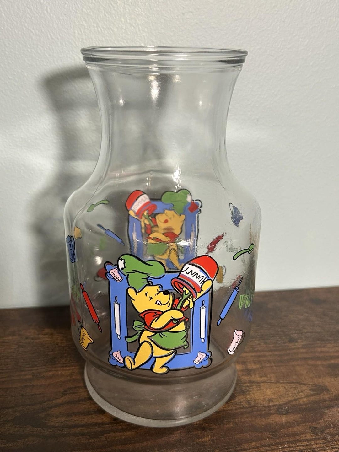 Anchor Hocking 1980s Disney Winnie the Pooh Glass Pitcher Honey Kitchen ...