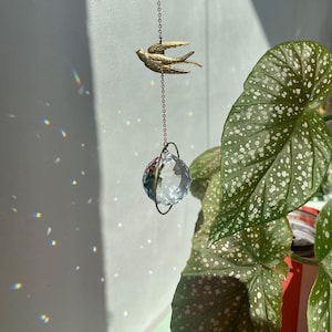 Suncatcher Swallow, light catcher, crystal for rainbows in your home, window decoration, gift for birth, small thank you