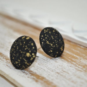 golden Nights earstud earring fabric button image 3