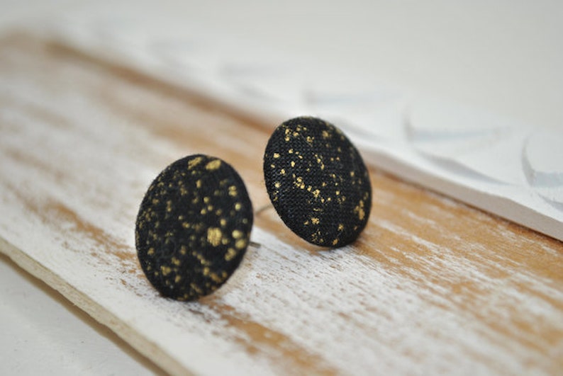 golden Nights earstud earring fabric button image 3