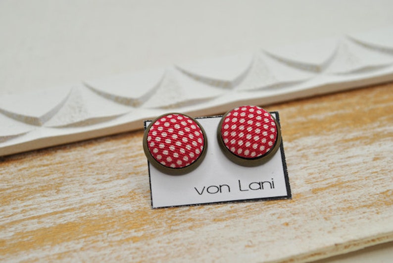 Stoffohrstecker Polka dots red Bild 1