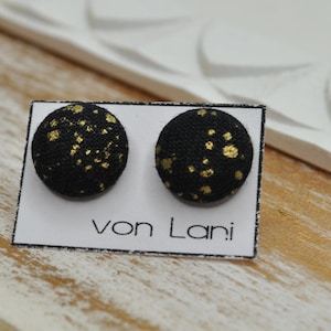golden Nights earstud earring fabric button image 1