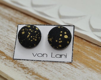 golden Nights earstud earring fabric button