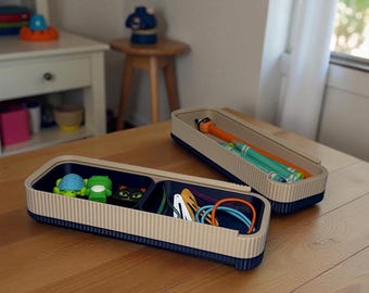 Stackable Sliding Lid Storage Case – 3D Printed Desk Organizer-Custom Colors