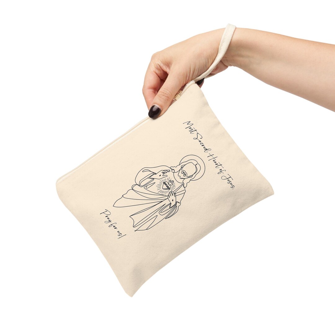 Canvas Sacred Heart of Jesus Accessory Pouch, Chapel Veil Mass Bag ...