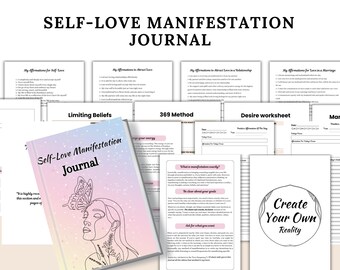 Diario di manifestazione dell'amore per se stessi, diario di manifestazione delle affermazioni, quaderno di lavoro per la cura di sé, amore per se stessi, gestione dello stress, diario del benessere