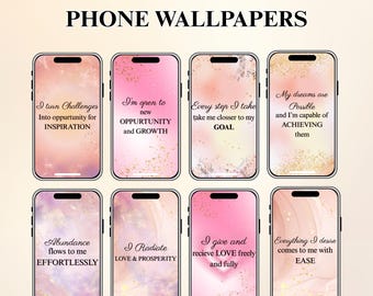 Fondos de pantalla con afirmaciones positivas para el teléfono, fondos de pantalla motivacionales, descarga digital, fondos de pantalla inspiradores, regalos de autocuidado, fondos de pantalla digitales