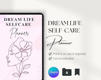 Planificador de autocuidado para una vida de ensueño, Planificador digital de autocuidado, Planificador de bienestar, Atención plena para la salud mental, Planificador de amor propio, sanación y positividad
