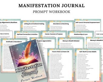 Manifestation journal prompt workbook, Printable Self-Reflection Workbook, Gratitude and Mindset Journaling prompts, Self discovery prompts