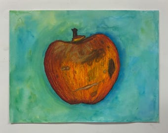 Apfelkunst blauer Hintergrund